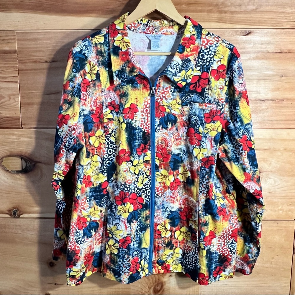 City Blues Colorful Wild Floral Jacket